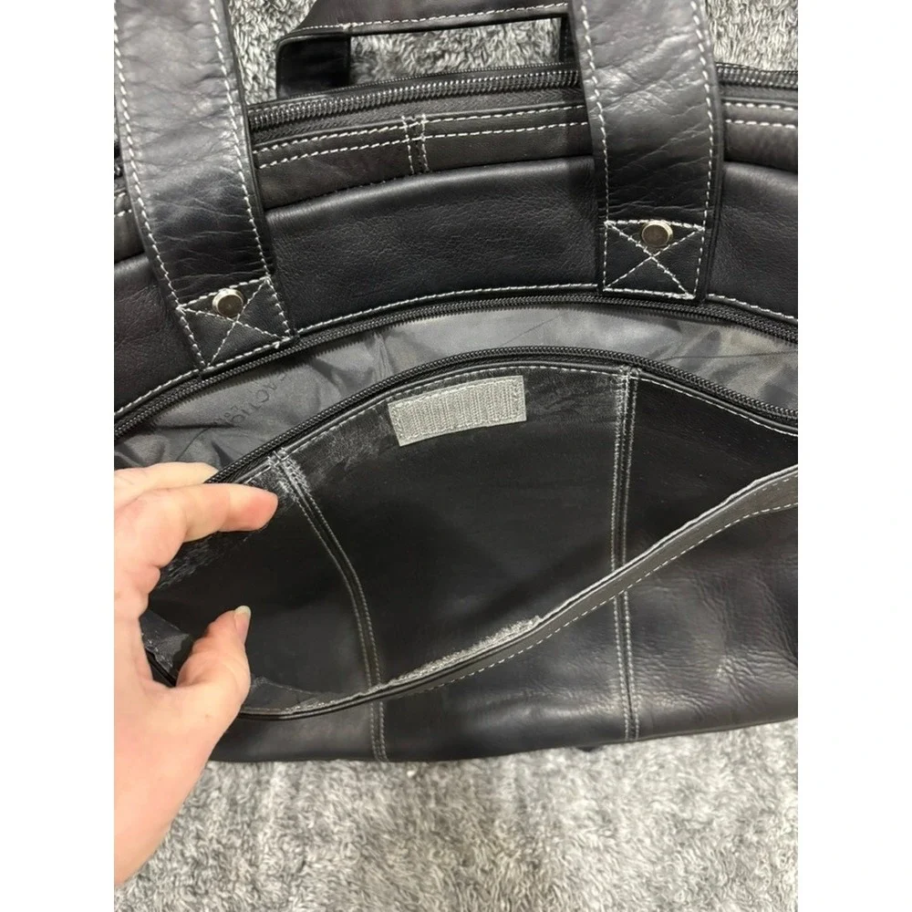 Kenneth Cole Reaction Black‎ Leather Laptop Briefcase Messenger Bag